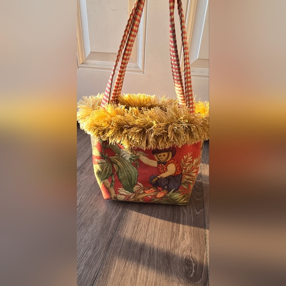 Boho Cottagecore Tapestry Fringe Tote Bag Folk Art Monkey Print Festival Vacay - Picture 4 of 8